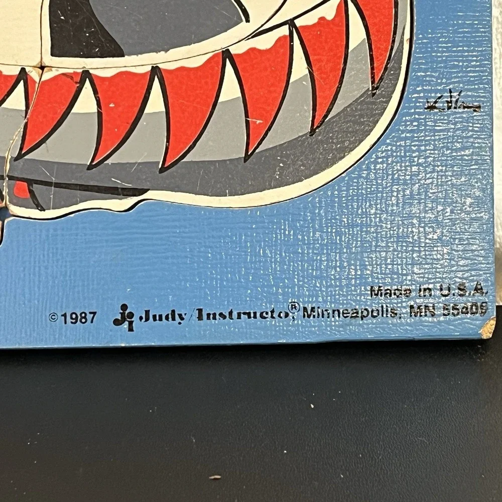 Vintage 1987 Judy Wooden Puzzle DINOSAUR T-Rex #J506558 6 Pc Tyrannosaurus USA